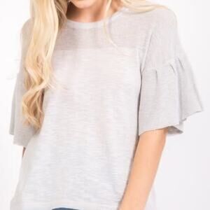 LoveRiche Short Sleeve Sweater Gray Medium